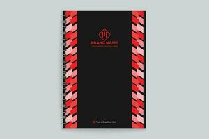 Red and black color notebook cover design vector