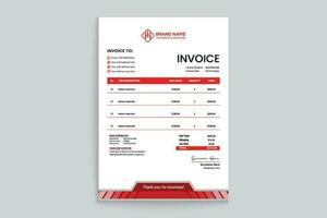 Red and black color invoice design vector