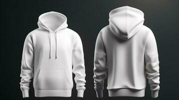 White hoodie mockup, empty and 3D, isolated on a plain background AI Generated photo