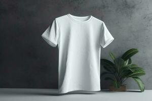 Understated Elegance, 3D Empty White T-Shirt Mockup with Minimalist Design,3d render AI Generated photo