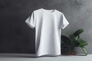 Understated Elegance, 3D Empty White T-Shirt Mockup with Minimalist Design,3d render photo