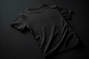 Uncomplicated Design, Black T-shirt Mockup on White Background AI Generated photo