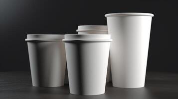 This simple blank stacked paper cups mockup in classic white is perfect for any branding approach AI Generated photo