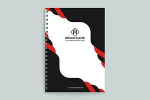 Red and black color notebook cover design vector