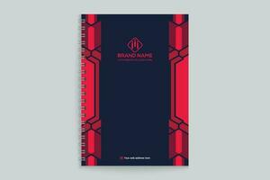 Red and black color notebook cover design vector