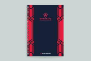 Red and black color notebook cover design vector