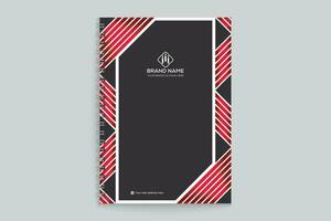 Corporate red and black color notebook cover design vector