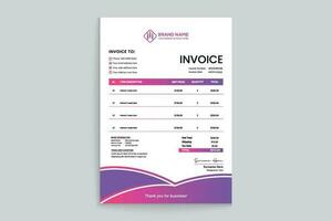 Gradient color invoice template vector