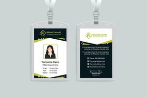 Corporate green and black color id card design vector