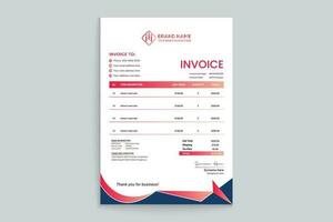 Red and black color invoice design vector