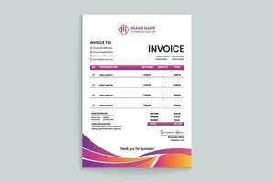 Gradient color invoice template vector