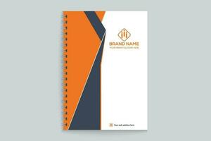 Elegant minimal orange  and black notebook cover template vector