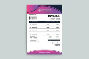 Gradient color invoice template vector