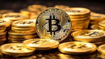 AI-Generated Bitcoin and Cryptocurrency Concept Exploring the Futuristic World of Digital Finance photo