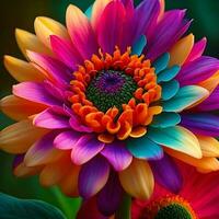 Abstract macro fantasy of colorful flower. Generate by AI photo