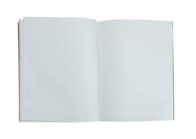 Empty Book on white background, Isolated Open Diary or Notebook mockup with white paper blank pages, Flat Lay Blank Catalog photo