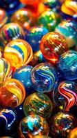 Illustration of glass marbles background, photo