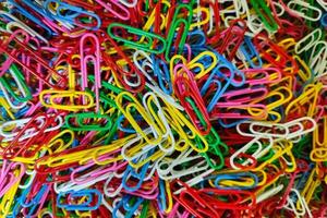 Colorful stack of paper clips photo