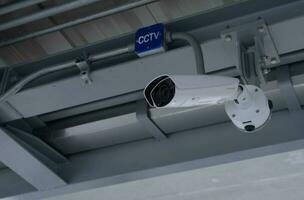 CCTV or Closed circuit television. Security camera video system for safety. CCTV security system. CCTV surveillance and crime prevention for secure environment. CCTV monitoring for public safety. photo