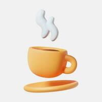 Cup of hot coffee 3d illustration, rendering, icon isolated. vector