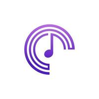 música tono logo en circulo forma púrpura color diseño vector