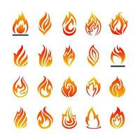 Fire flames, set logo design inspiration vector icons