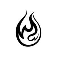 Fire, flame. black flame in abstract style on white background. vector