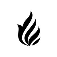 Fire, flame. black flame in abstract style on white background. vector