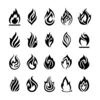 Fire flames, set logo design inspiration vector icons