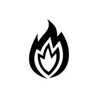 Fire, flame. black flame in abstract style on white background. vector