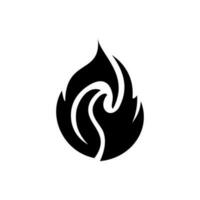 Fire, flame. black flame in abstract style on white background. vector