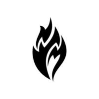 Fire, flame. black flame in abstract style on white background. vector