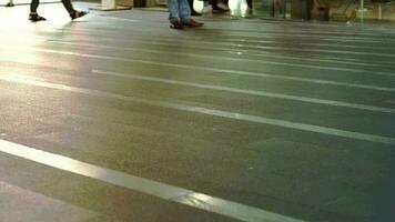 businessmen walking in city street with morning sun video