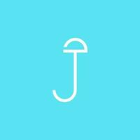 Initial letter J logo with little umbrella on top vector