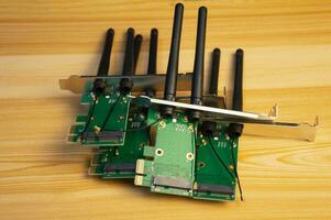 Wireless Card WiFi Mini PCI-E Express to PCI-E Adapter with 2 Antenna External for PC photo