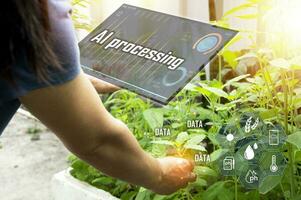 The concept of using AI and smart farming photo