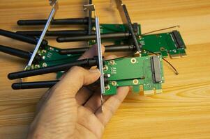 Wireless Card WiFi Mini PCI-E Express to PCI-E Adapter with 2 Antenna External for PC photo