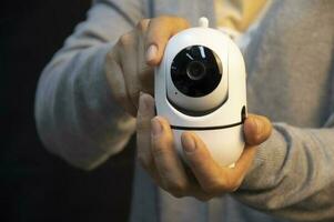 IP wifi wireless security camera supports Internet installation technology, security systems, smart home applications. photo