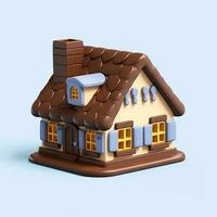 3d isolated illustration of chocolate house photo