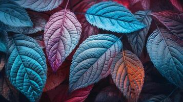 multicolor hermosa hojas en un selva. ai generativo foto