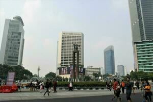 Jakarta, Indonesia-18 June 2023 bundaran hi view in the afternoon photo