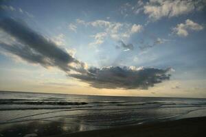 beautiful sunset on the beach photo