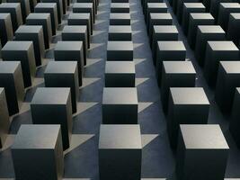 3d symmetrical cube pattern geometry on the flat surface with dark concrete texture background wallpaper photo