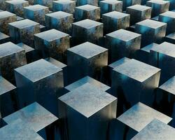 beautiful and elegant 3d diagonal blue cube geometry pattern background wallpaper photo