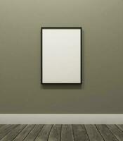 sencillo minimalista retrato de marco Bosquejo póster colgando en el verde pared antecedentes foto