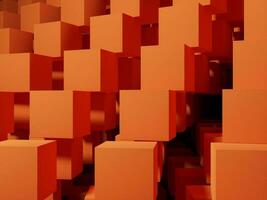 3d cube abstract pattern geometry with vivid orange colored background wallpaper photo