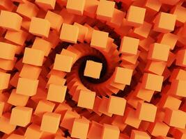 3d cube abstract geometrical with circular pattern and orange color background wallpaper photo