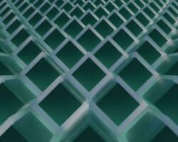 elegant and luxury 3d diagonal glass cube with blue teal cube inside it geometry pattern background wallpaper photo