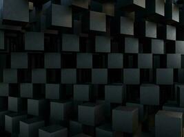 dark black colored 3d cube abstract symmetrical pattern geometry with concrete texture background wallpaper illustration photo