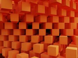 orange colored 3d cube abstract symmetrical pattern geometry background wallpaper photo